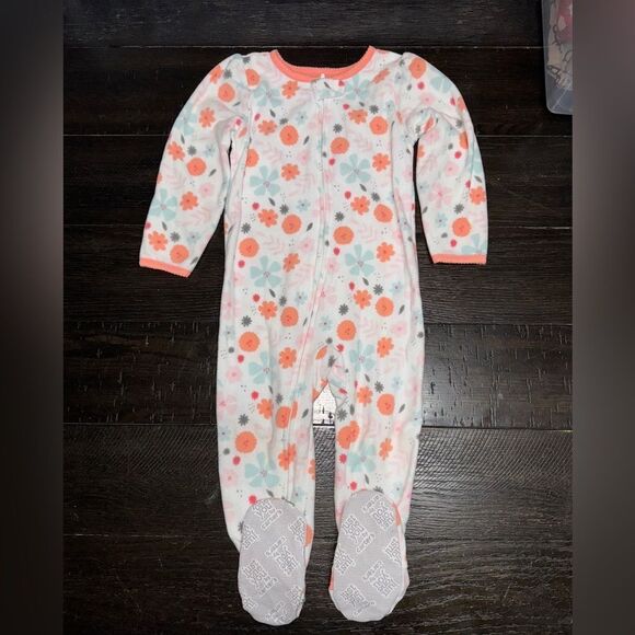 2t carters floral fleece footed pajama like new - Picture 1 of 3